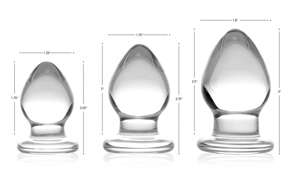 3 Piece Glass Anal Plug Kit - Image 3