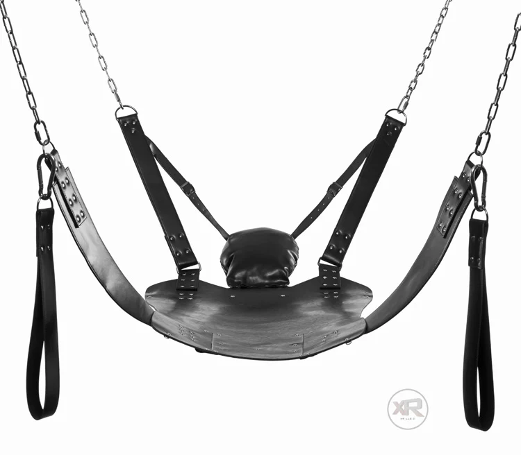 Leather Swing with Pillows and Stirrups