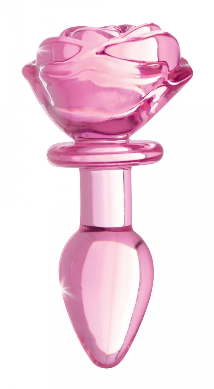 Pink Rose Glass Anal Plug - Image 3