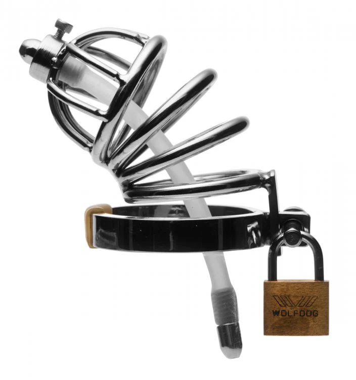 Steel Chastity Cage with Urethral Insert