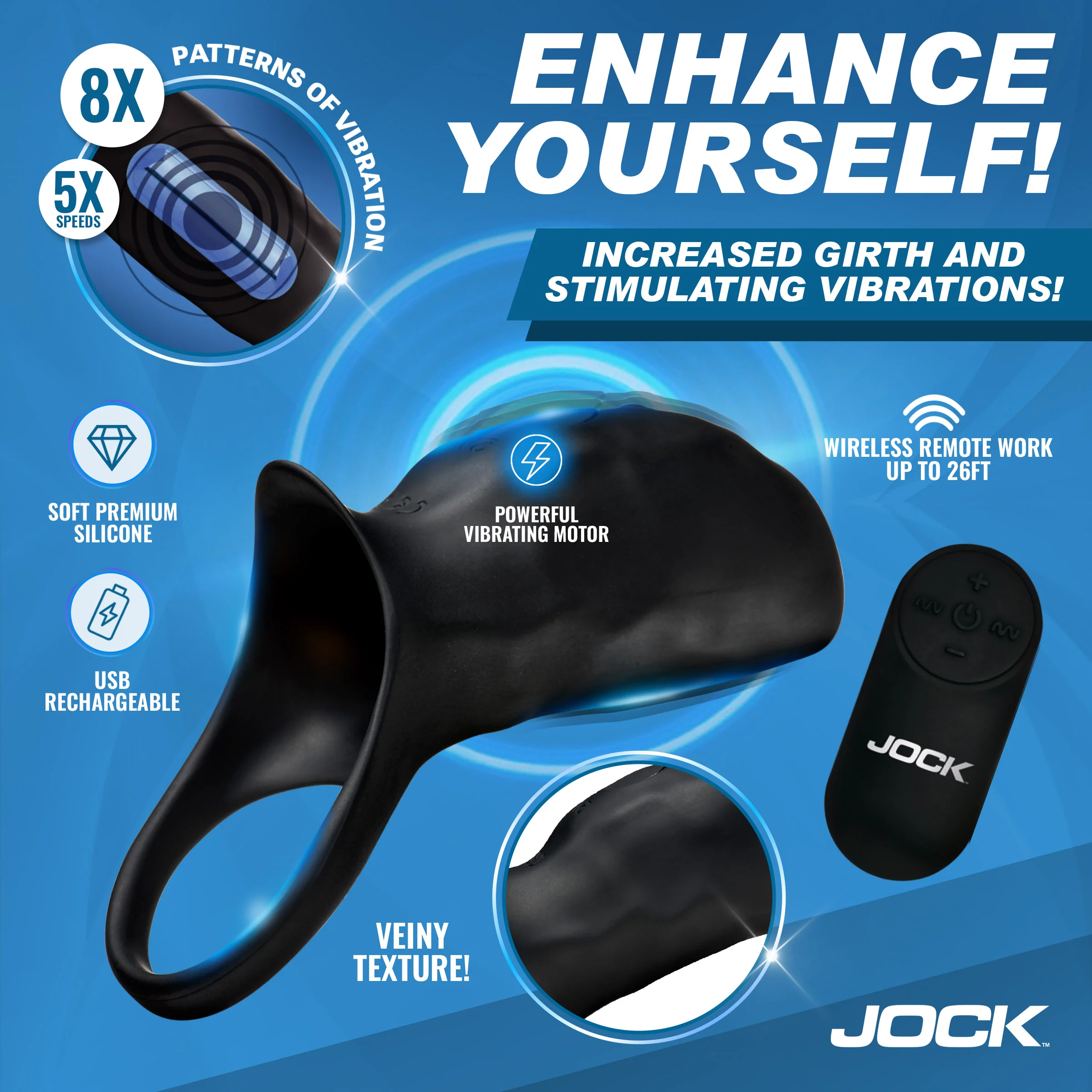 Surge Vibrating Penis Sleeve C-Ring w/ Remote - Image 2